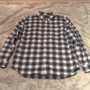 GAP Gray Plaid Flannel Button Front Shirt